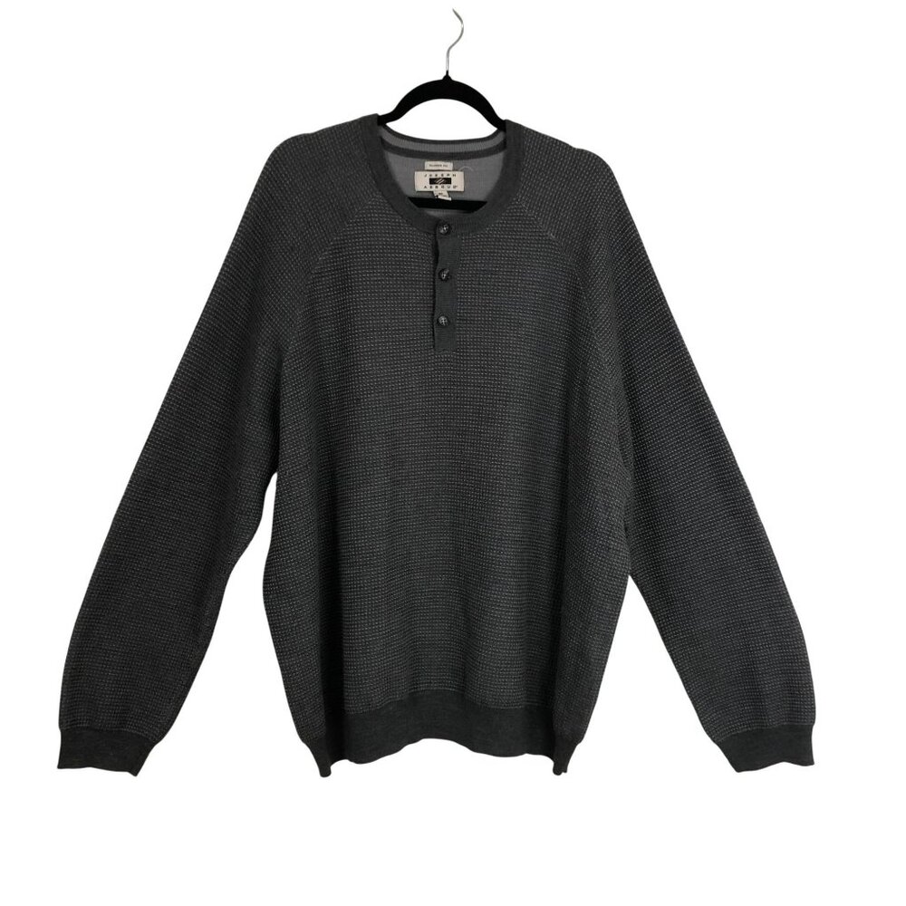 Joseph Abboud Sweaters 3X Classic Fit Gray Henley Merino Wool Blend Mens